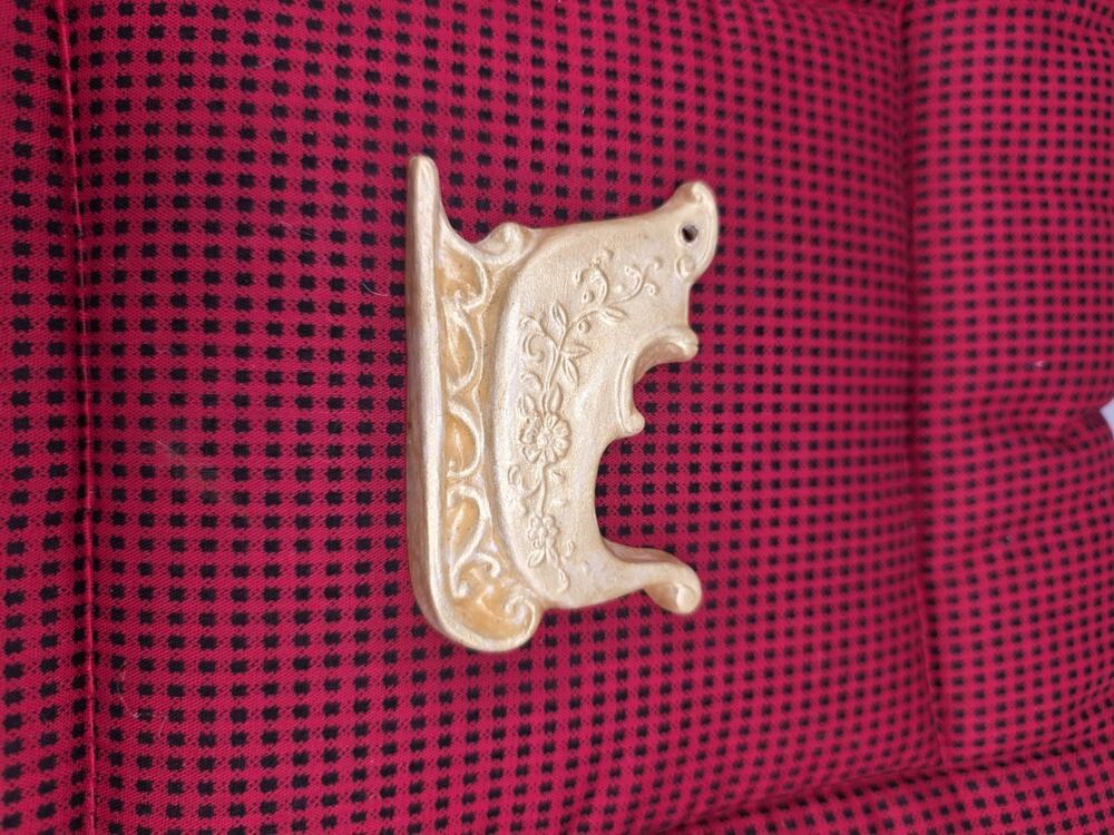Vintage Ceramic Christmas Sleigh Ornament Gold Elegant Victorian Floral...